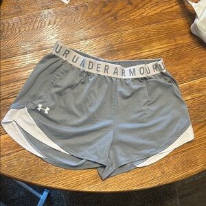 Under Armour Gray and White Athletic Shorts Lightweight Performance